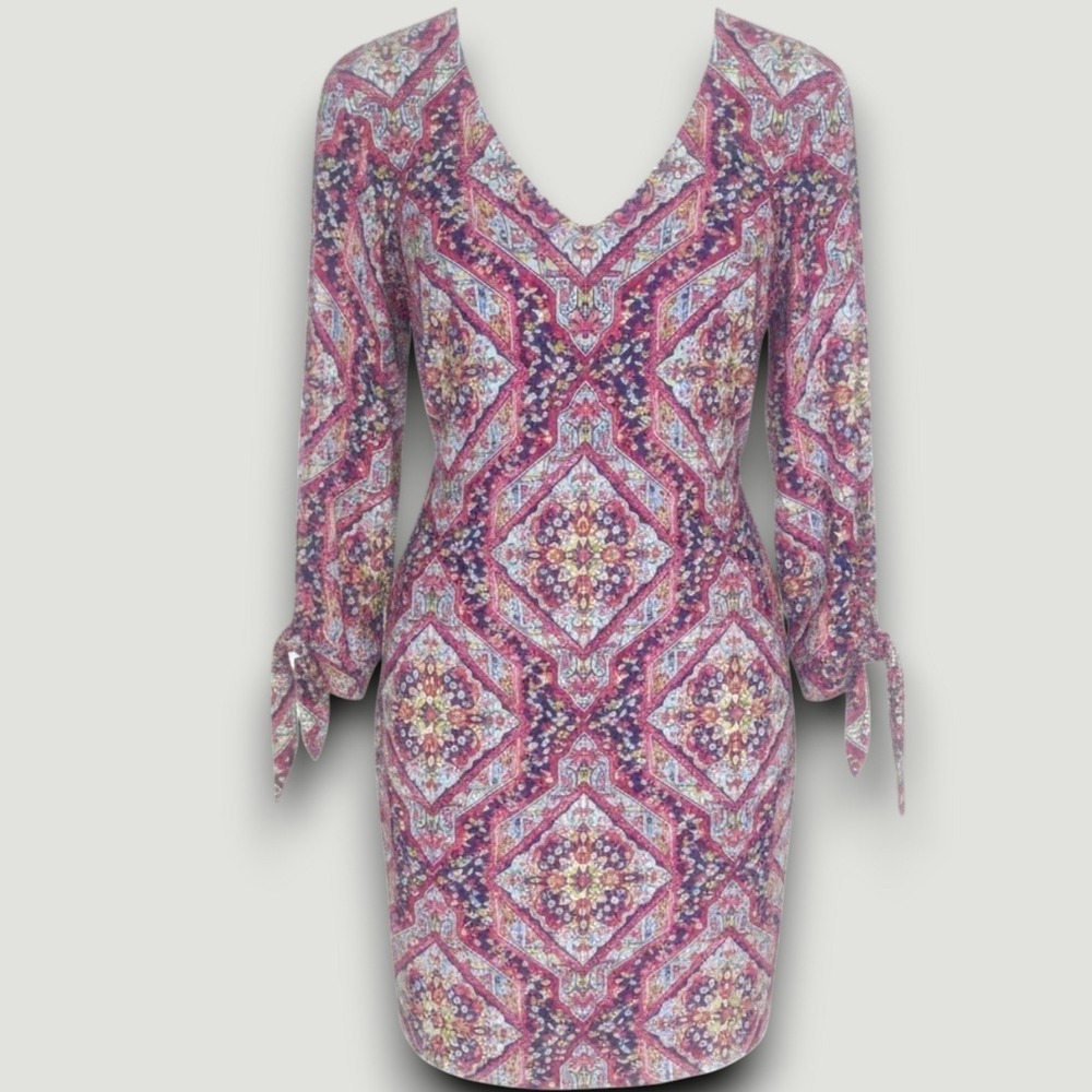 Chico's Dress Womens Multicolor Geometric Shift  1 US 8/10 Boho Chic 70s